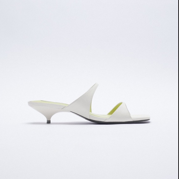 New Zara White Kitten Heel Sandals - Picture 2 of 7